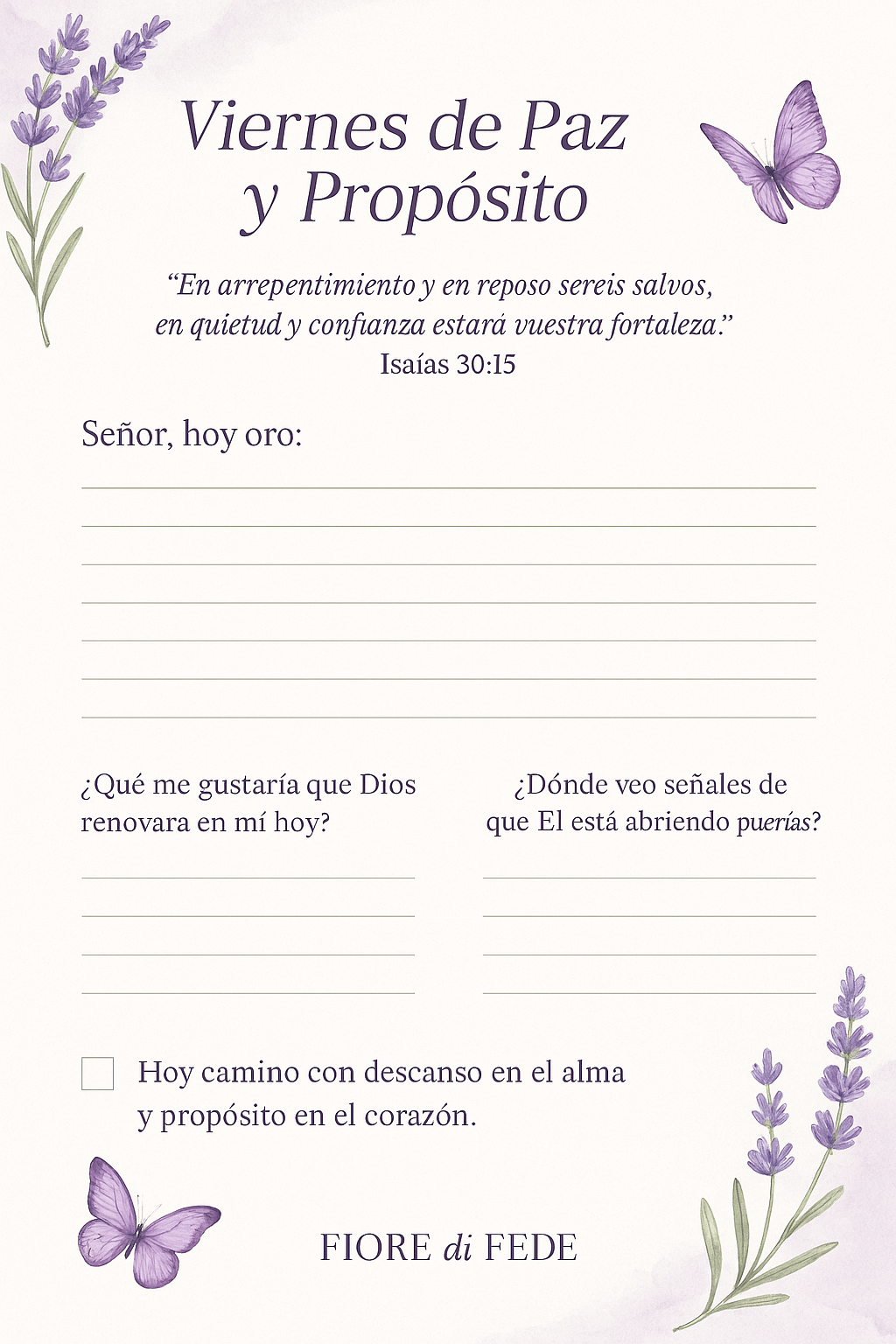 💜 **Viernes de Paz y Propósito**💜 Un regalo para tu alma y tu rutina espiritual.